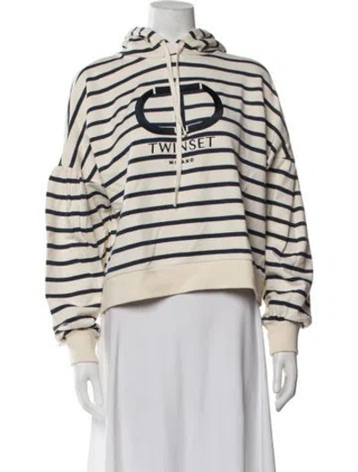 Pre-owned Twinset Striped Crew Neck Hoodie In Neutrals