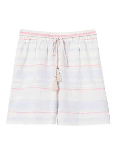 Twinset Striped Drawstring Shorts In White