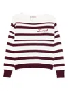 Twinset Striped Embellished-logo Sweater In Multi