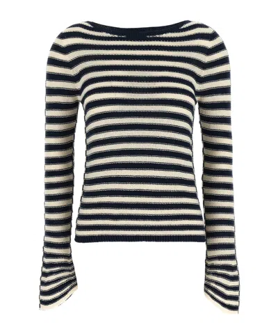 Twinset Striped Flared-sleeve Knitted Sweater In Pattern