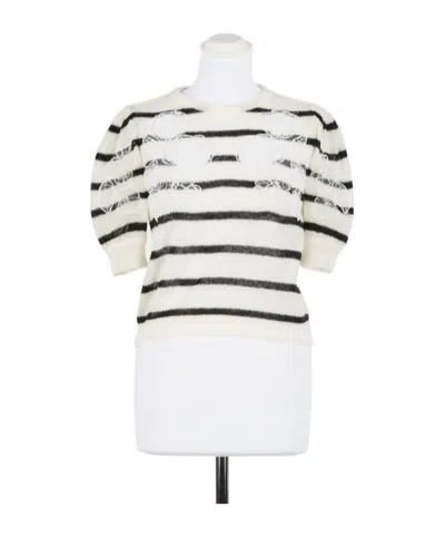 Twinset Striped Floral-detail T-shirt In Multi