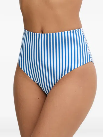 Twinset Striped High-waisted Bikini Bottoms In Blue