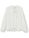 Twinset Striped Jacquard Blouse In White