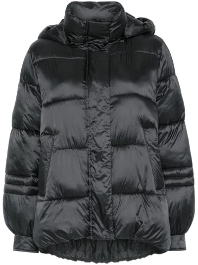 Twinset Striped Jacquard Puffer Jacket In Schwarz