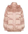 Twinset Striped Jacquard Puffer Jacket In Nude