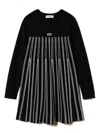 Twinset Striped Knitted Dress In Black