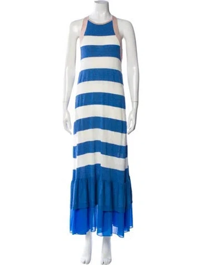 Pre-owned Twinset Striped Long Dress In Blue