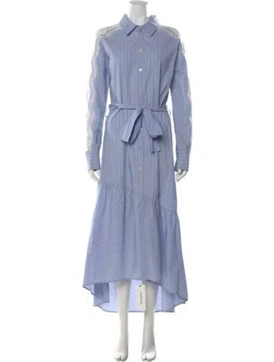 Pre-owned Twinset Striped Long Dress In Blue