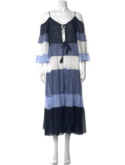 Pre-owned Twinset Striped Long Dress In Blue