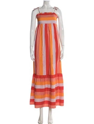 Pre-owned Twinset Striped Long Dress In Orange