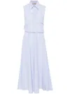 Twinset Twin-set Sleeveless Blue Midi Dress In Blue