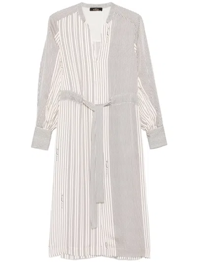 Twinset Striped Midi Dress In Neutrals