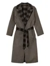 Twinset Striped-pattern Reversible-design Coat In Gray
