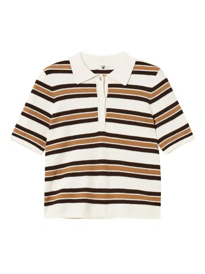 Twinset Striped Polo Top In Multi