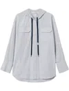 Twinset Striped Poplin Shirt In White