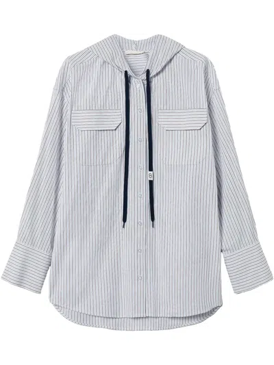 Twinset Striped Poplin Shirt In White