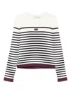 Twinset Striped Ribbed Sweater In White