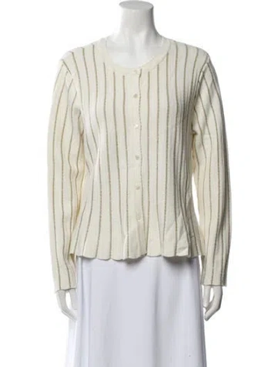Pre-owned Twinset Striped Scoop Neck Sweater In White