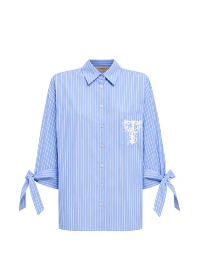 Twinset Striped Shirt In Blue