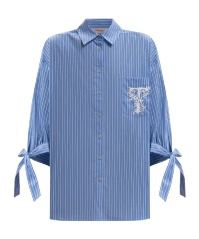 Twinset Striped Shirt In Blue