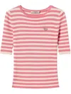 Twinset Striped T-shirt With Short Sleeves In White