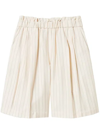 Twinset Striped Shorts In Neutrals