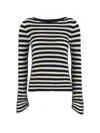 Twinset Striped Flared-sleeve Knitted Sweater In Pattern