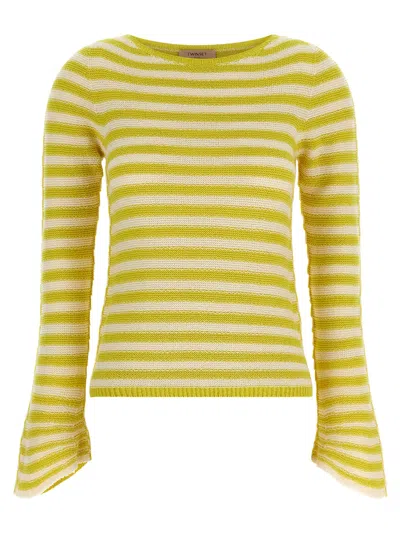 Twinset Flared Sleeve Striped Knitted Sweater In Multi