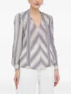 Twinset Striped Tie-neck Blouse In Multi