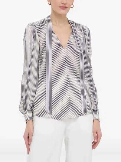 TWINSET STRIPED TIE-NECK BLOUSE