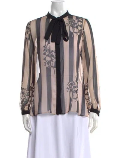 Pre-owned Twinset Striped Tie Neck Blouse In Multicolor