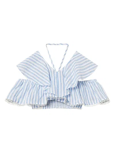 Twinset Kids' Striped Top In Blue