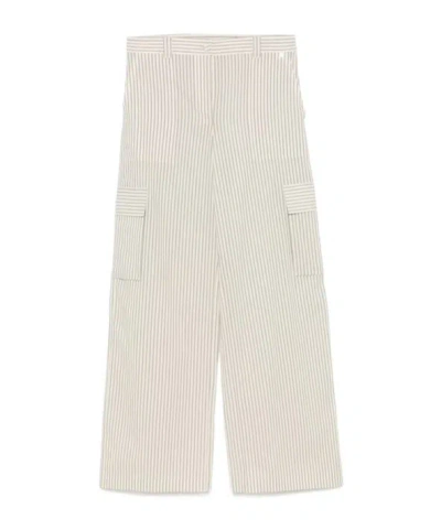 Twinset Striped Trousers In Neutral