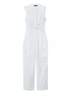 Shop Twinset Striped Utility Jumpsuit In White