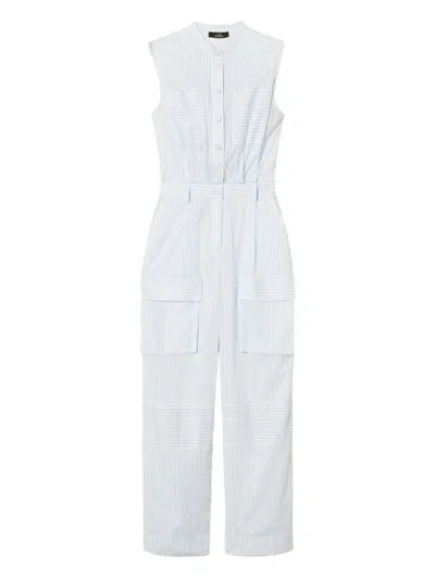 Twinset Striped Utility Jumpsuit In White