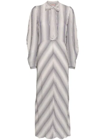 Twinset Gestreiftes Hemdkleid In Nude