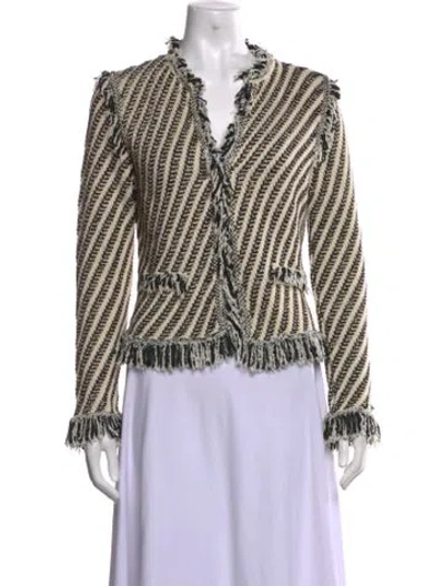 Pre-owned Twinset Striped V-neck Sweater In Neutrals