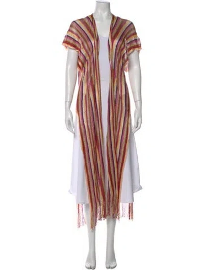 Pre-owned Twinset Striped V-neck Sweater In Pink