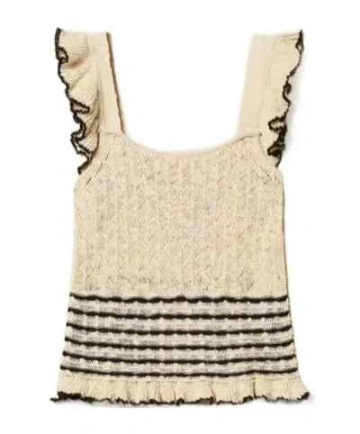 Twinset Striped-detail Ruffled Blouse In Neutral