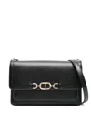 Twinset Twin-set Structured Black Shoulder Bag With Gold-tone Clasp In Black