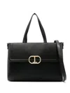 Twinset Structured Black Tote Bag With Gold-tone Clasp In Black