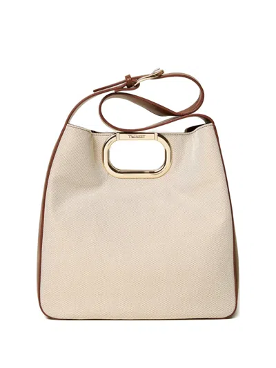 Twinset Structured Bucket Bag In Neutral