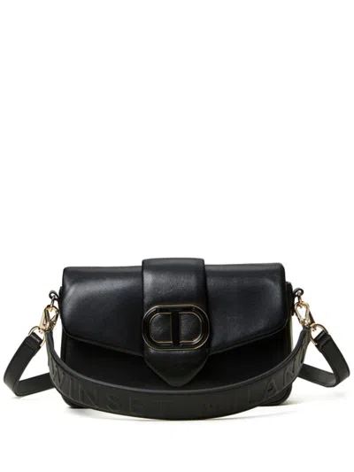 Twinset Structured Leather Shoulder Bag In Black