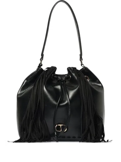 Twinset Structured Minimalist Bag With Smooth Black Exterior