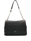 Twinset Structured Pebbled Handbag With Gold-tone Accents In Black