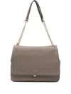Twinset Structured Pebbled Shoulder Bag With Flap Closure In Gray