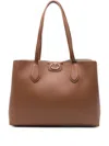 Twinset Structured Tote Bag With Smooth Pebbled Texture And Metallic Detail In Brown