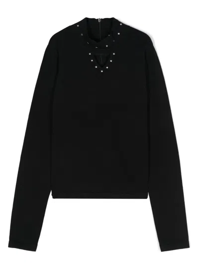 Twinset Kids' Stud-detail Blouse In Schwarz