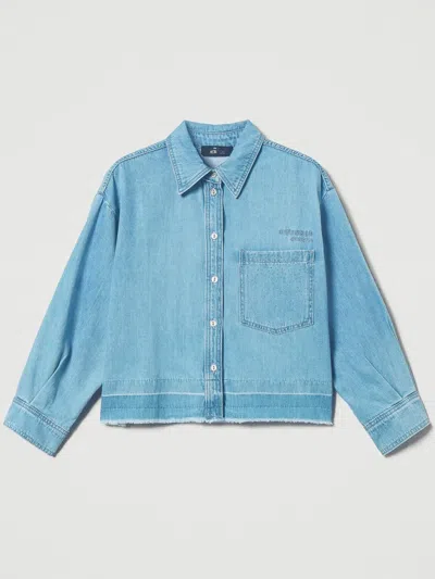 Twinset Stud-embellished Denim Shirt In Blue