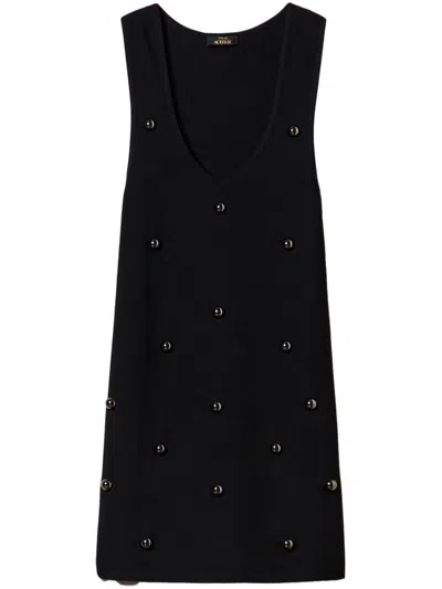 Twinset Stud-embellished Knitted Dress In Black